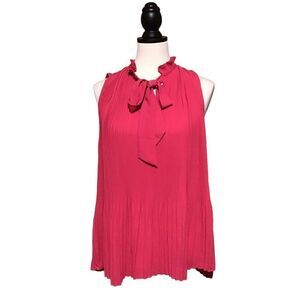 Tahari Pink Sleeveless Accordion Blouse L‎